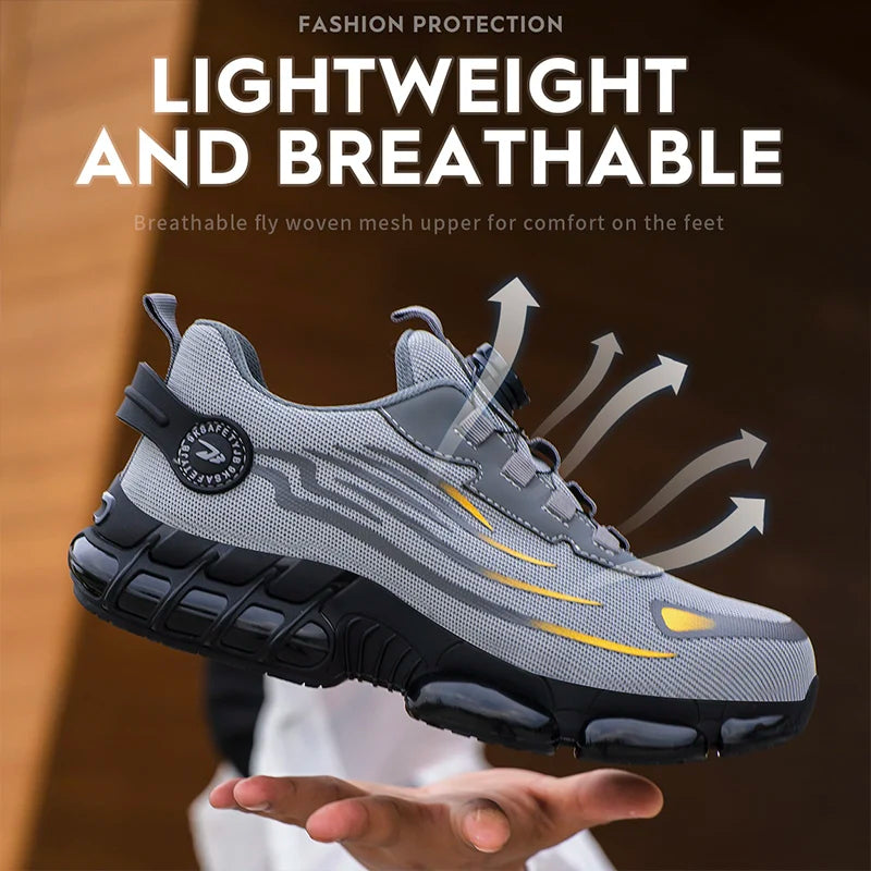 Men’s Rotating Button Safety Shoes – Anti-Smash & Anti-Puncture